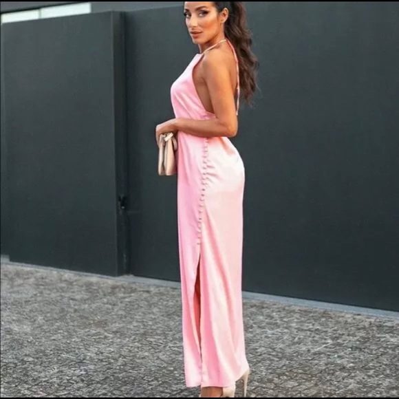 Zara pink buttoned midi dress Nwt - Picture 3 of 3